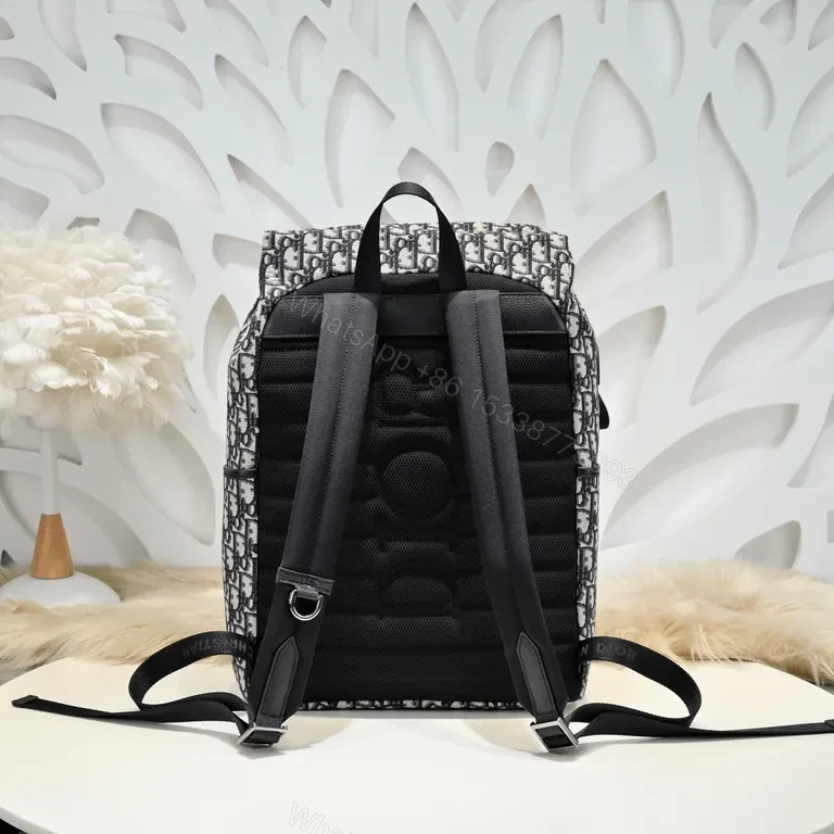 View 8 of Monogram Backpack: Dior Oblique, Blackâ€“Ivory, Structured Design