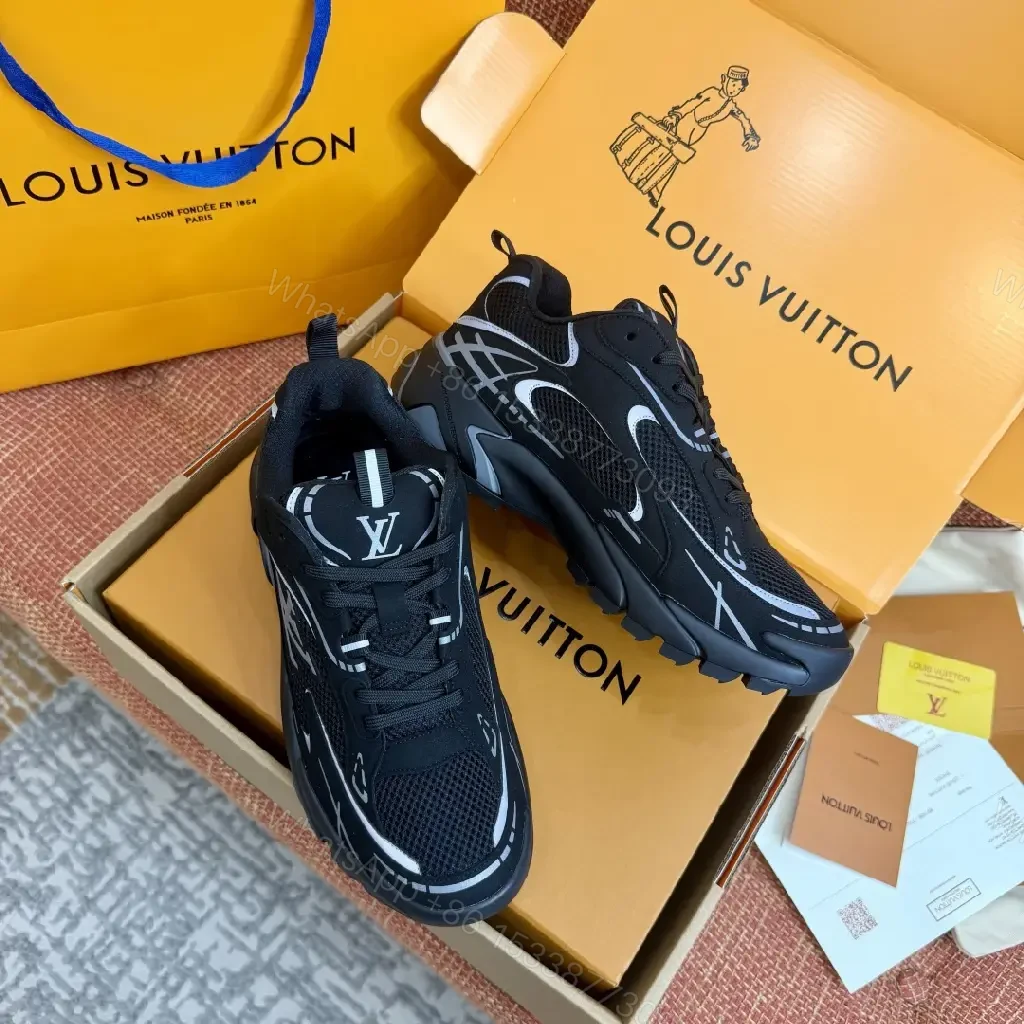 View 10 of Black Mesh Sneaker Louis Vuitton Style with Breathable Upper Footwear