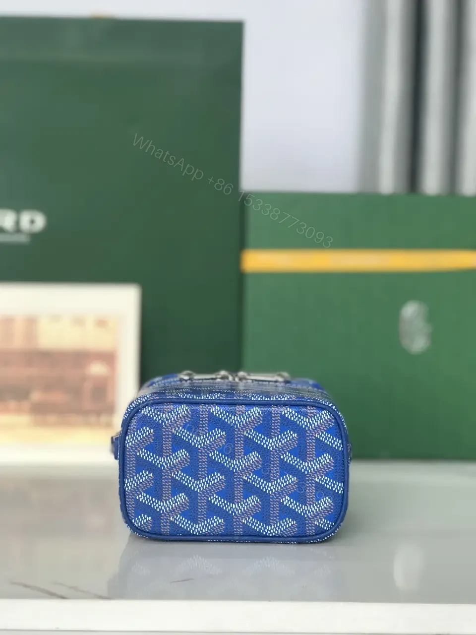 View 8 of Blue Patterned Structured Icon Bag - Durable Everyday Luxe Bag