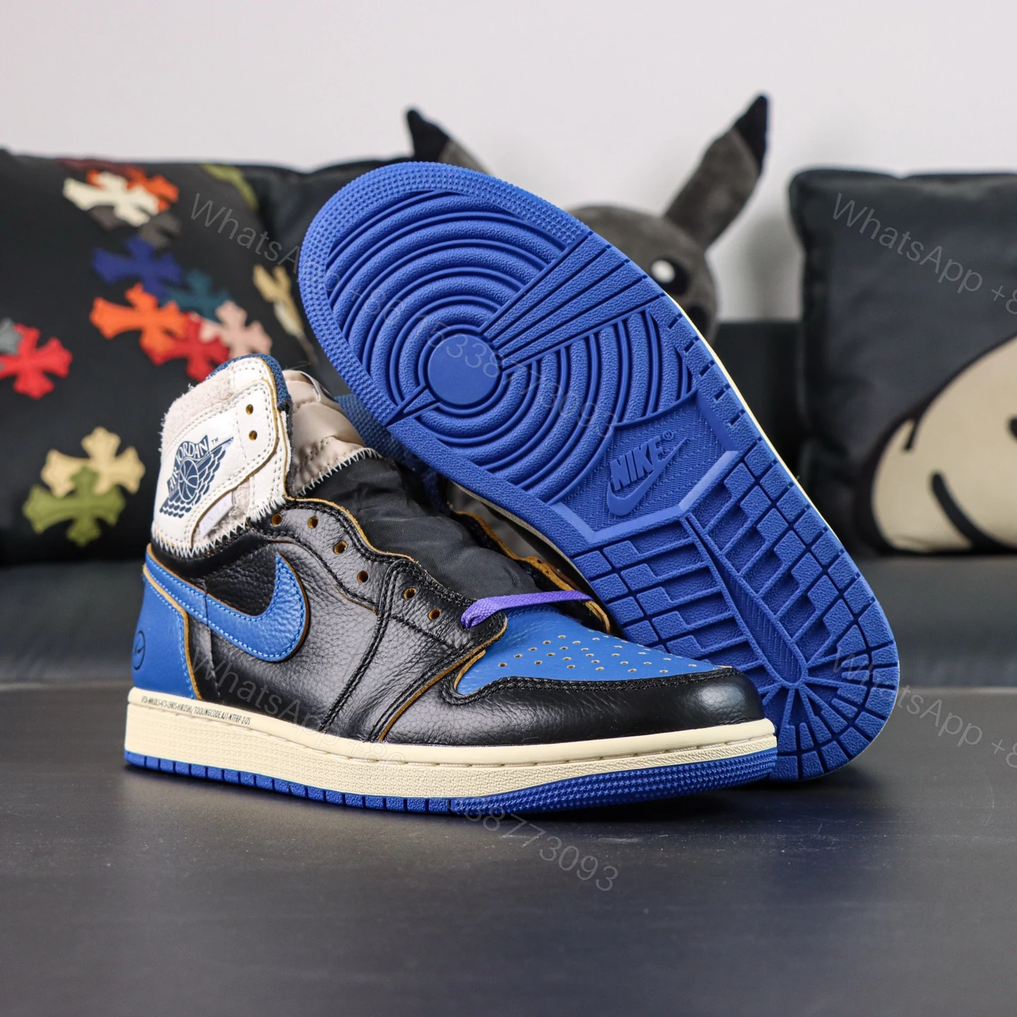 View 3 of Fragment Union Air Jordan 1 Sport Royal 2026 Reps