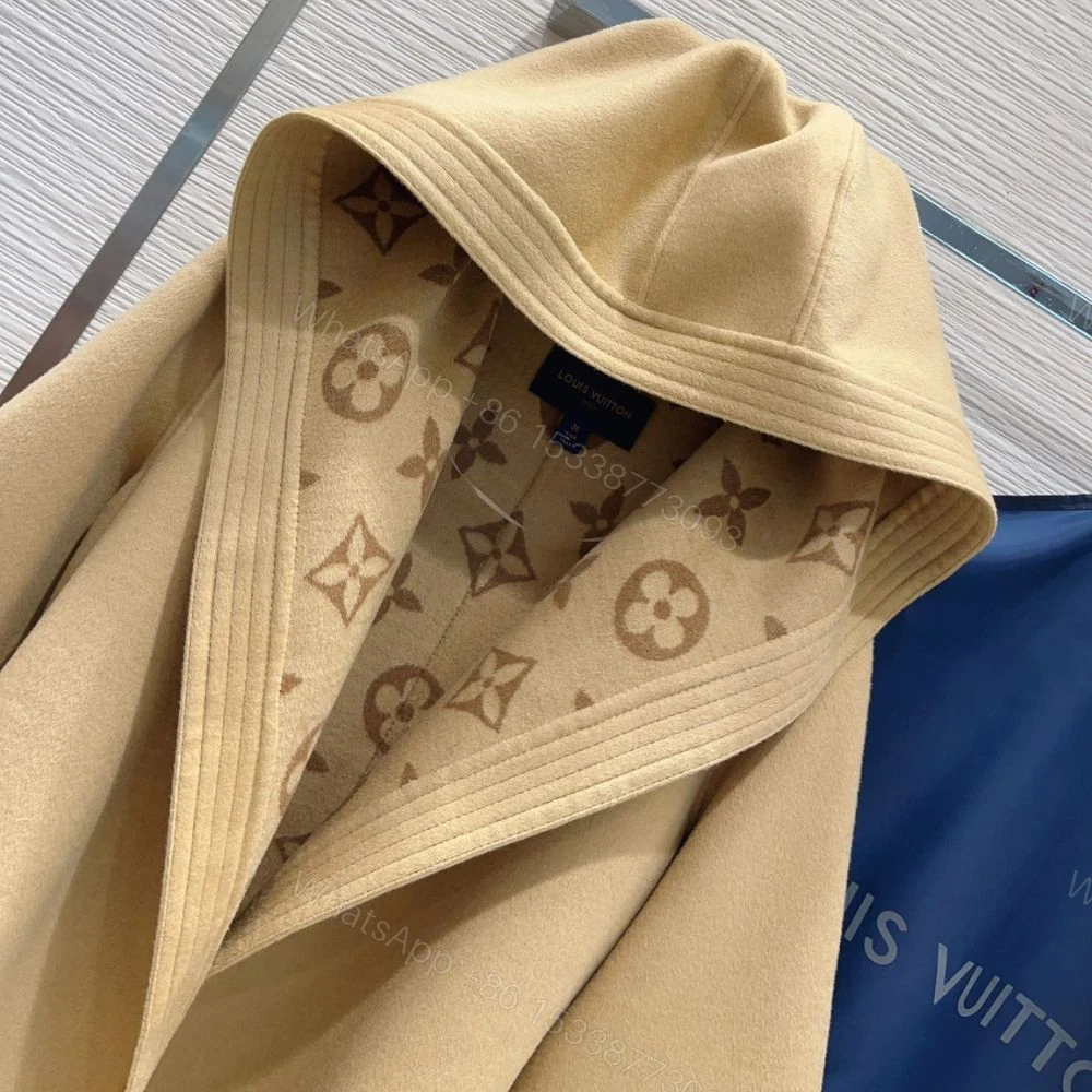 View 4 of Louis Vuitton Signature Hooded Wrap Robe Coat Beige 1AB713