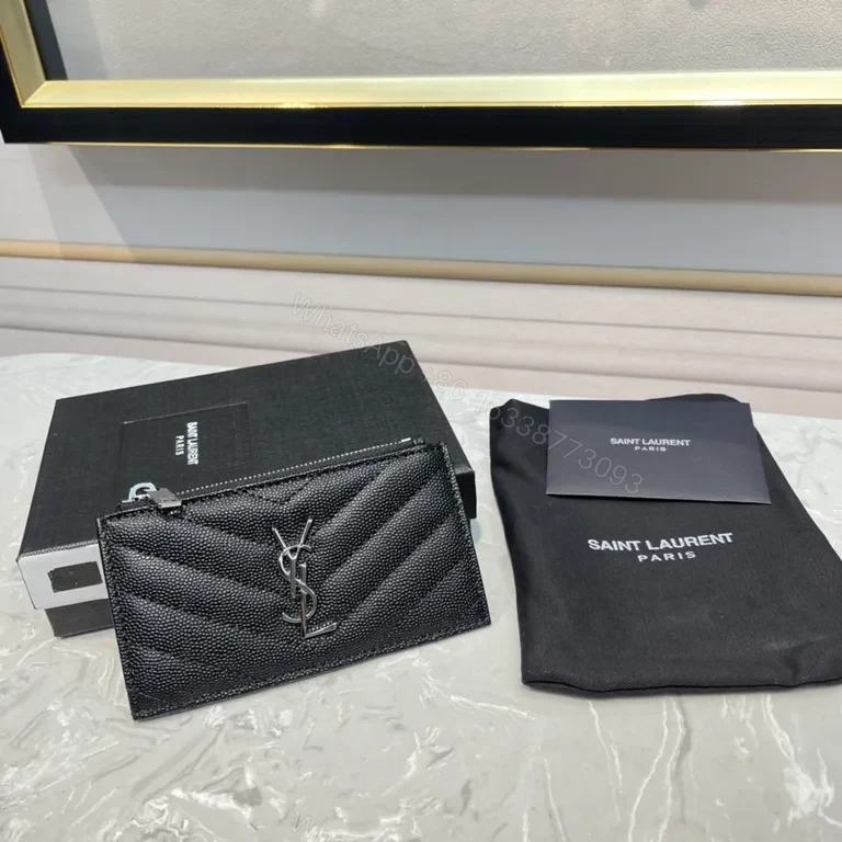 View 7 of Quilted Leather Cardholder: Signature YSL Elegance