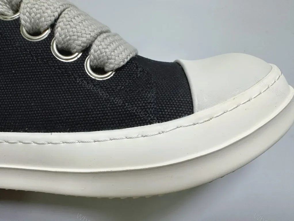 View 8 of Black Canvas Sneakers with Thick Off-White Sole - Luxury Casual Sneakers
