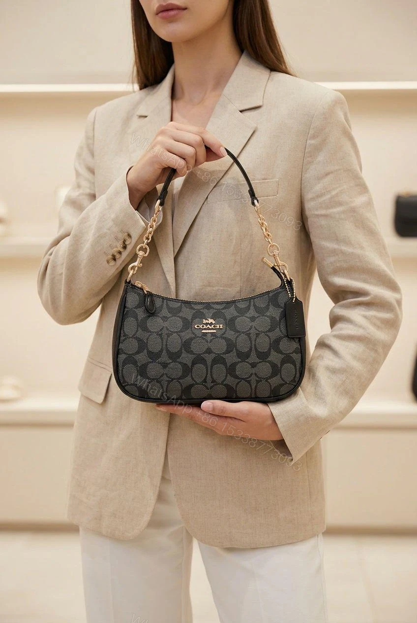 Coach Teri Shoulder Bag Signature Canvas Printed Black First Copy | AAA+ Replica — view 1