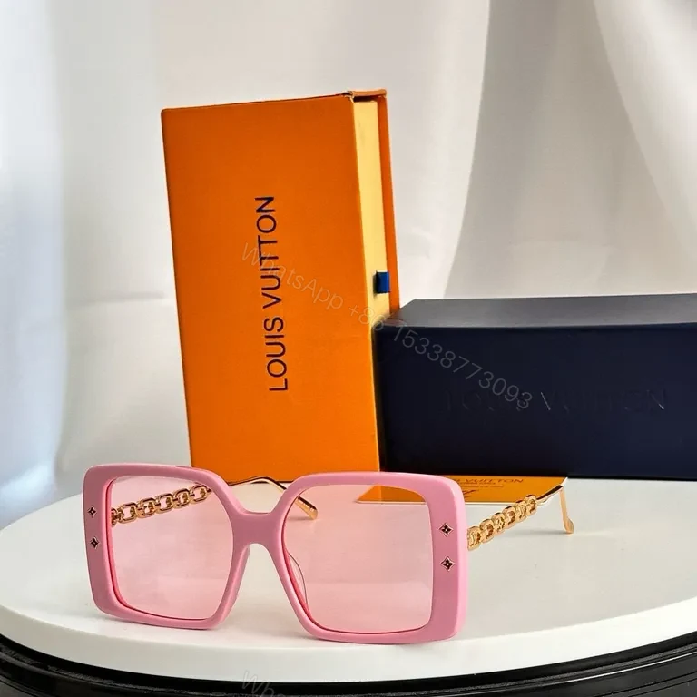Bold Pink LV-Detail Sunglasses: Oversized Square Frame — view 1