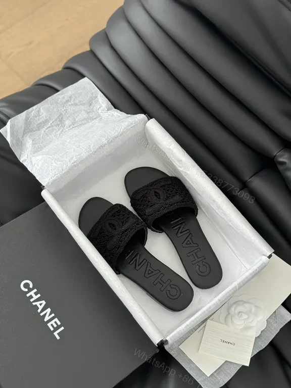 View 6 of Chanel-Inspired Knit Slides with Luxe Leather Backing