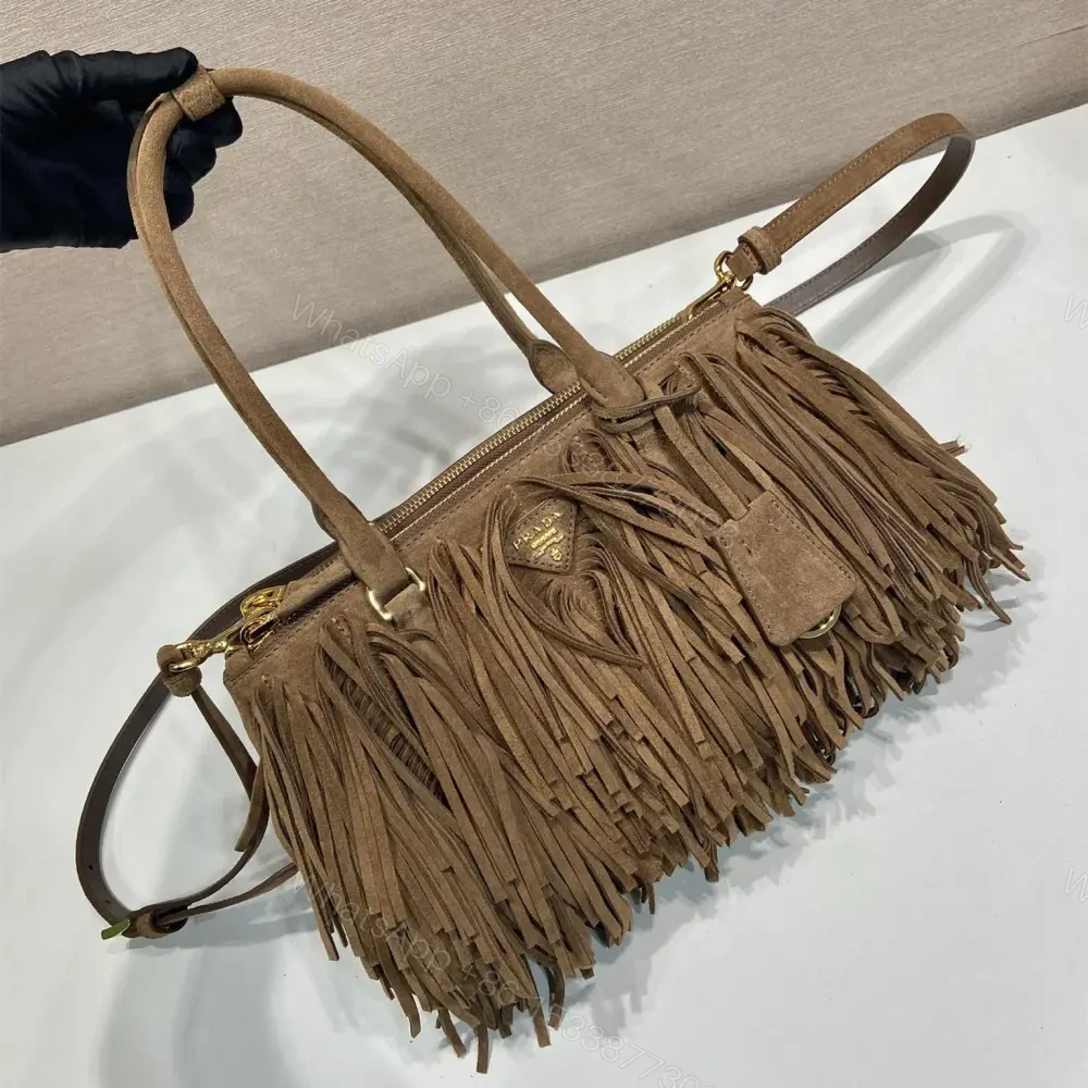 View 4 of 高仿Prada*Gaalleria系列1BA457流蘇包棕色中號免檢版