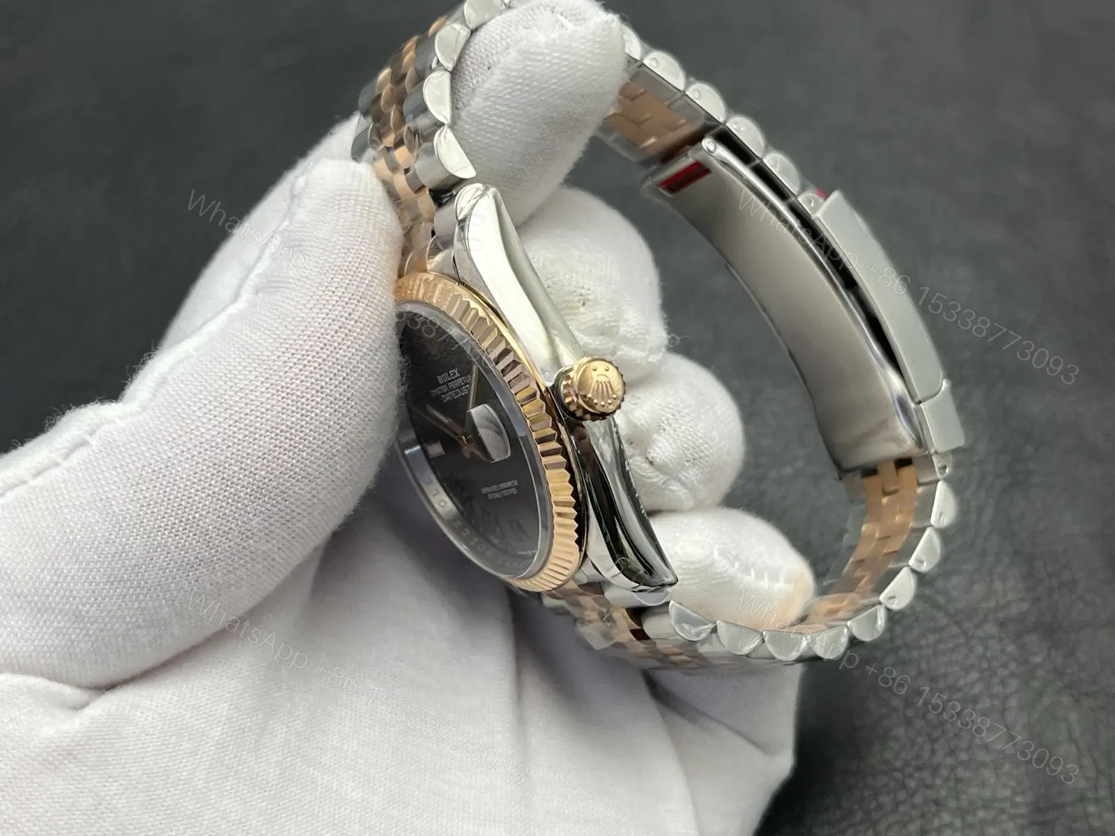 View 6 of Rolex Datejust 31 Stainless Steel Rose Gold Fluted Grey Roman Jubilee 278271-0030