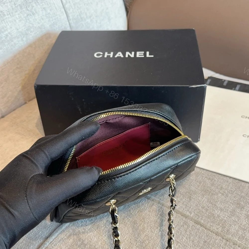 View 8 of Chanel Clutch With Strap Gold Metal In Black 20Cm