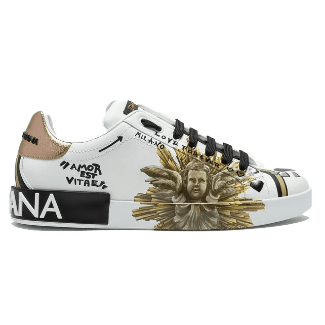 DOLCE & GABBANA PRINTED CALFSKIN PORTOFINO SNEAKERS – DG7 — view 1