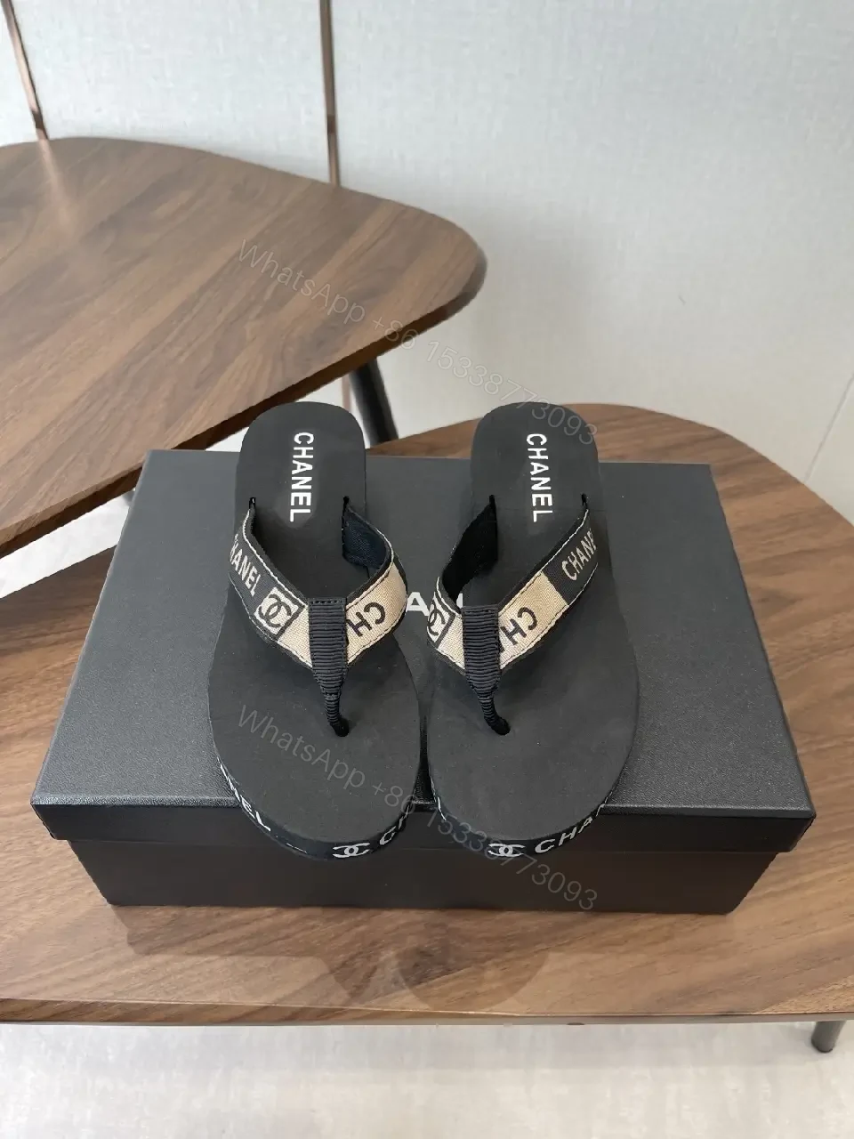 View 8 of Black Synthetic Ribbon Sandals - Luxe, Comfortable, Minimalist Slip-On