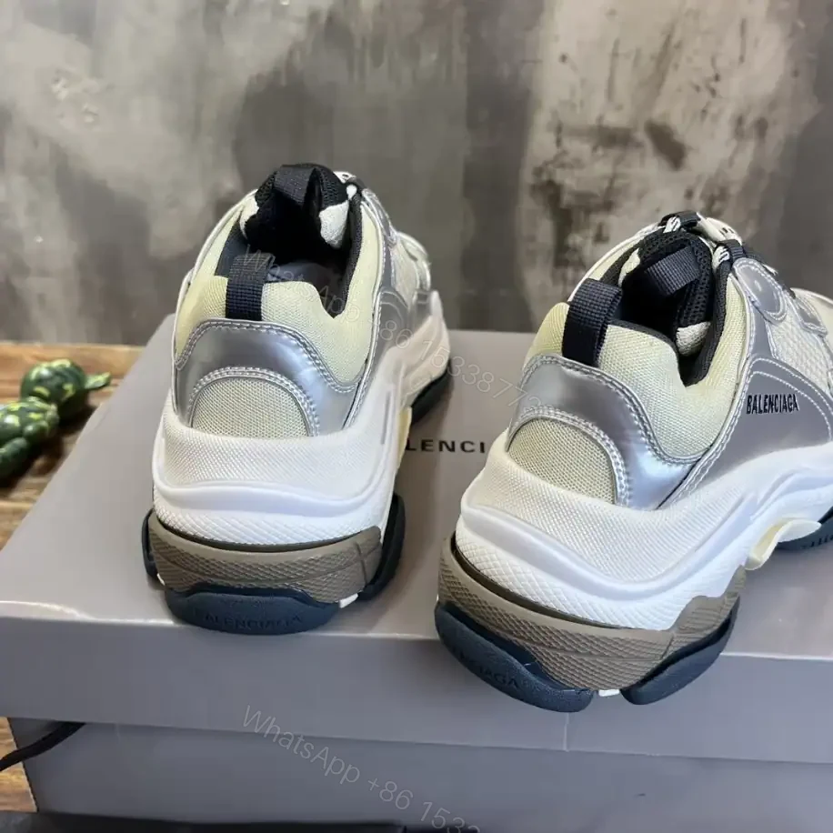 View 3 of BALENCIAGA WOMEN’S TRIPLE S SNEAKER IN BLACK/WHITE/SILVER – BB256