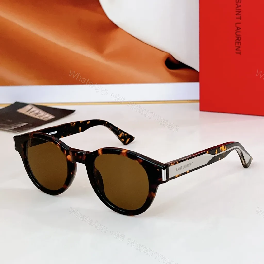 View 6 of Chic Round Sunglasses: Black Acetate, Luxe Logo Detail