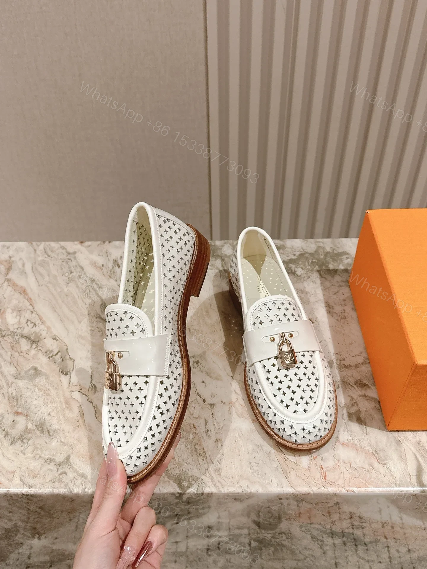 View 3 of LV Women White Leather Loafers