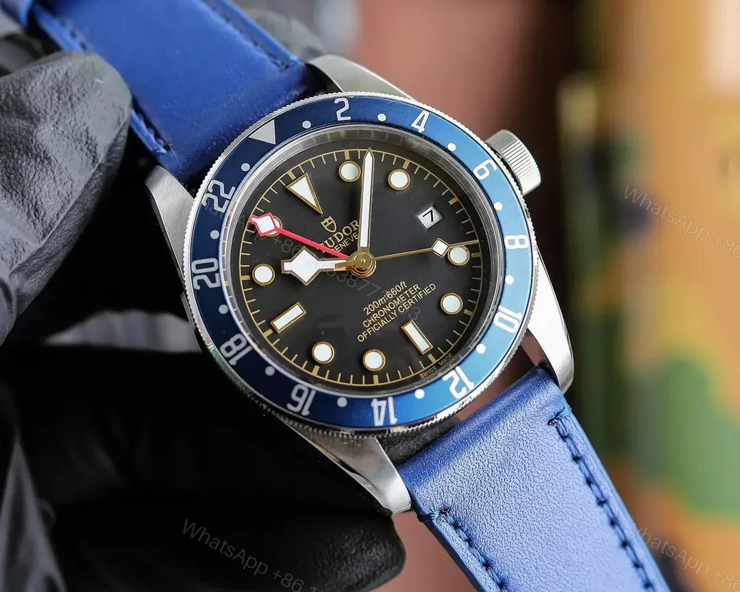 View 2 of Tudor Blue GMT Watch Black Dial Blue Leather Strap Ultimate 42MM TUDOR-BB-GMT-42-BLK-BLU-LEATHER