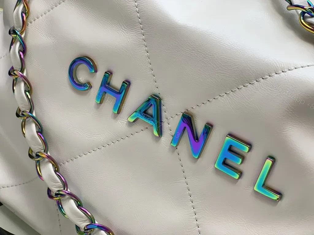 View 5 of Chanel-Inspired Quilted Bag with Color-Chain Accent Tote