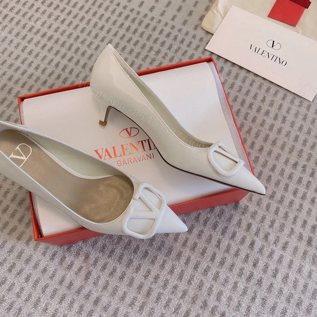 View 3 of Valentino Women White Patent Leather Pointed Flats