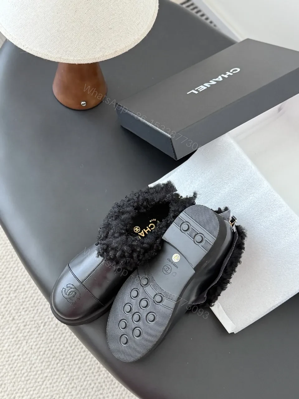 View 2 of Faux Fur Trim Leather Mules – Luxe Comfort, City-Chic Style