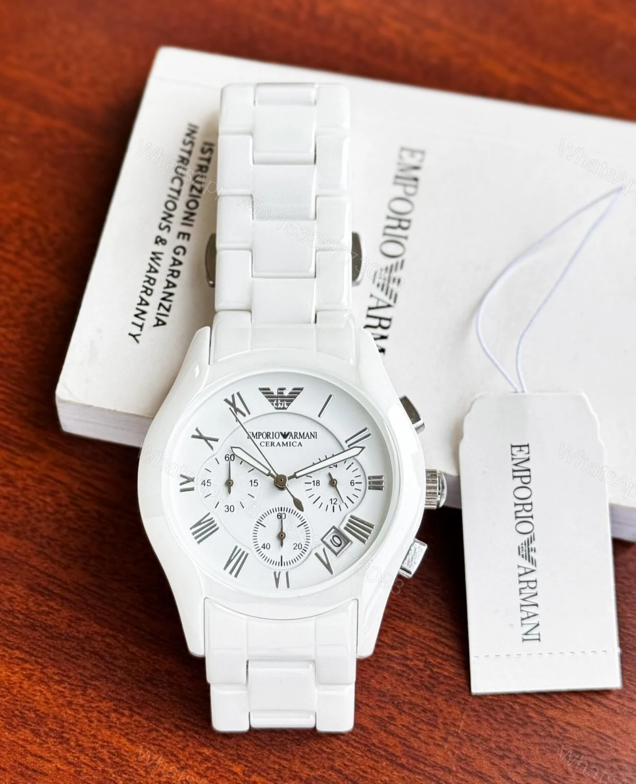 View 2 of Emporio Armani Ceramica White 42mm Quartz Chronograph