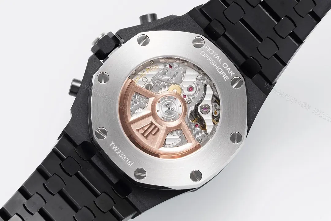 View 9 of JF Factory Audemars Piguet Royal Oak Offshore Black Stainless Steel Bracelet Watch with Exclusive 4404 Chronograph Movement
