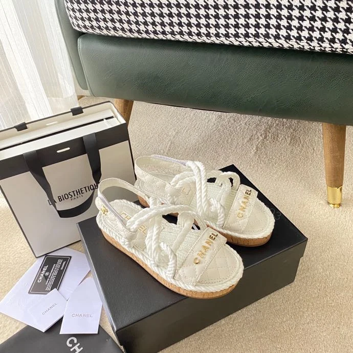 View 7 of CHANEL Cord Quilted Sandals