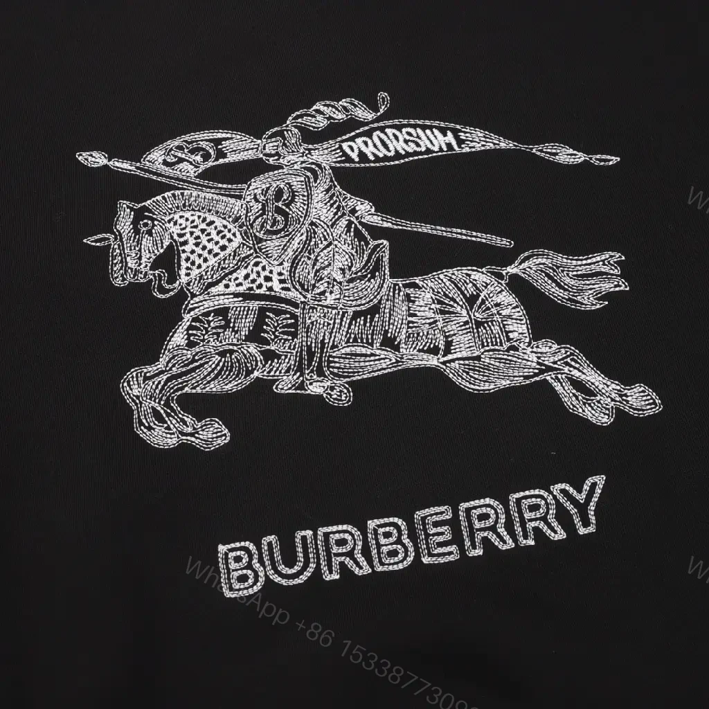 View 7 of Black Knit Crewneck Sweatshirt with Silver Horse Motif