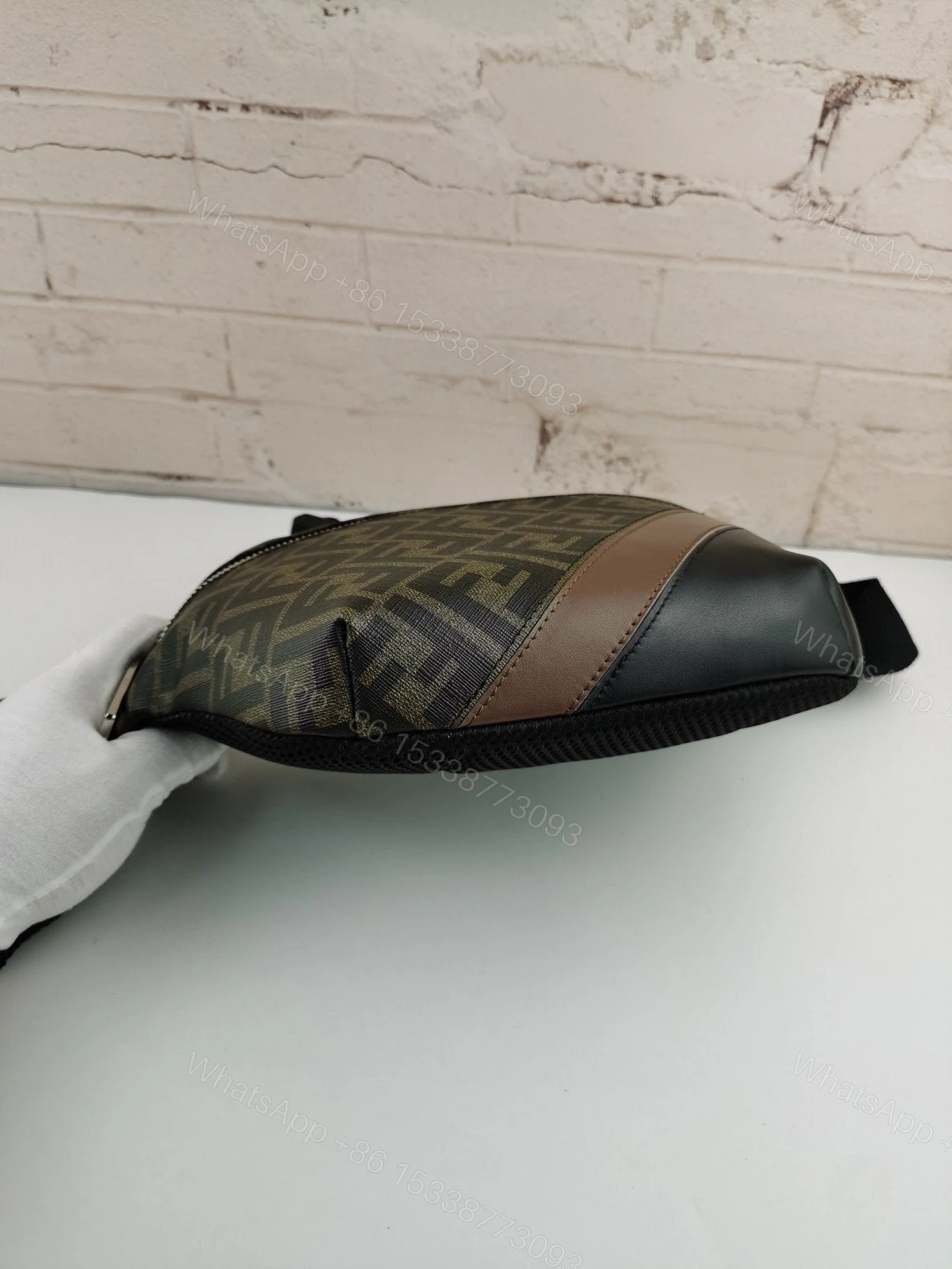 View 5 of Fendi Zip Belt Bag Zucca Coated Canvas and
