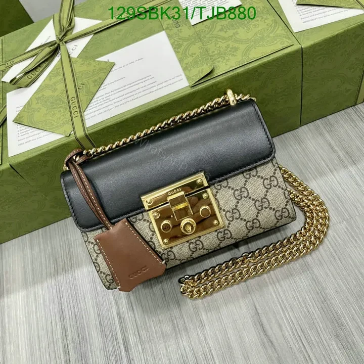 View 3 of Gucci Padlock Small Shoulder Bag Beige/Ebony made of GG Supreme Canvas OP487