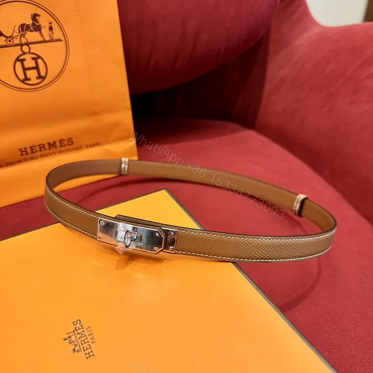 Iconic H Buckle Leather Belt — Timeless Tan Calfskin — view 1