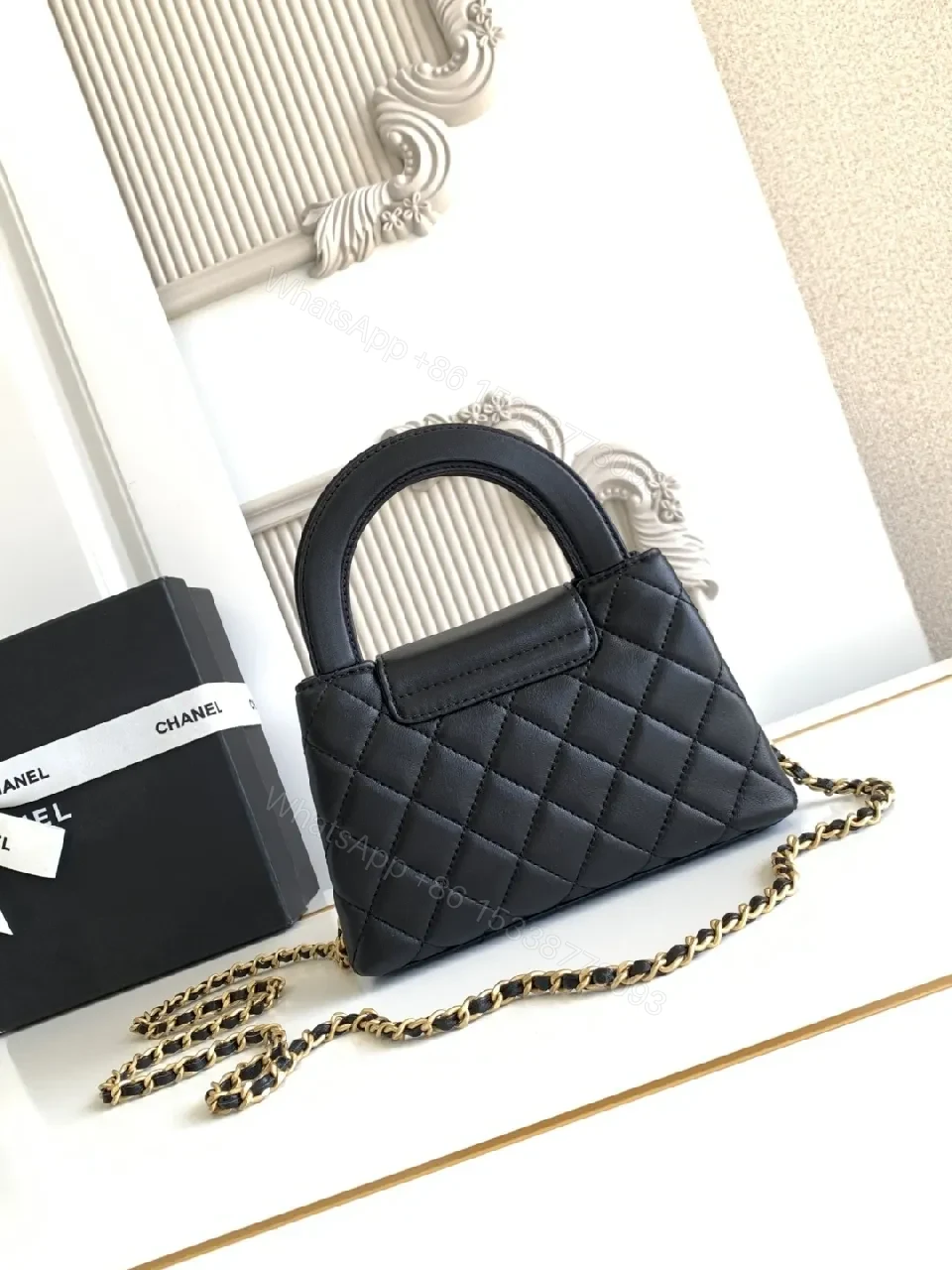View 5 of Chic Velvet Quilted Mini Bag with Gold Hardware