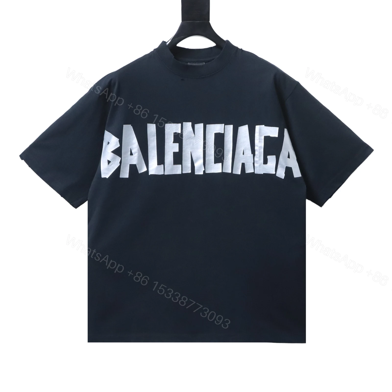 Balenciaga Clothes 25SS American Paper Tape Short-Sleeve T-Shirt black — view 2