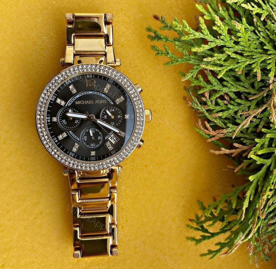 First Copy Michael Kors Ladies Parker Watch For Women Gold Black — view 1