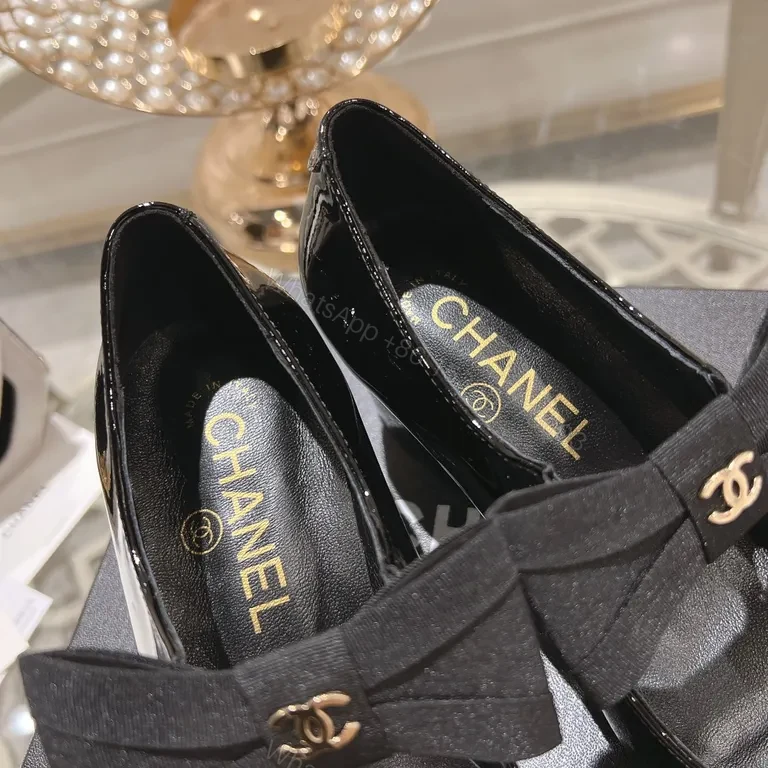 View 4 of Chanel-Inspired Black Patent Bow Loafers â€“ Signature Comfort