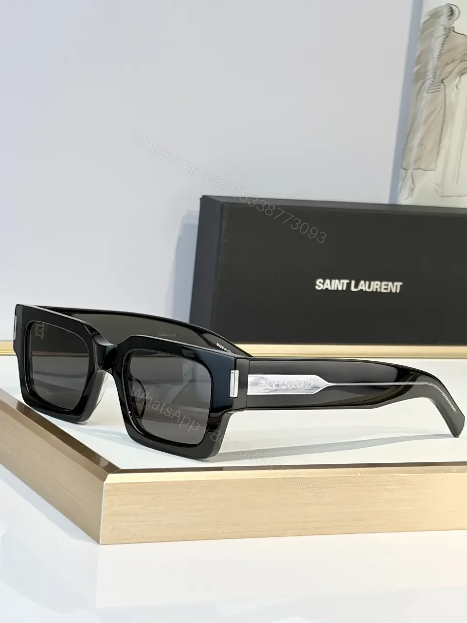 View 3 of Bold Geometry Acetate Sunglasses with Luxe Details