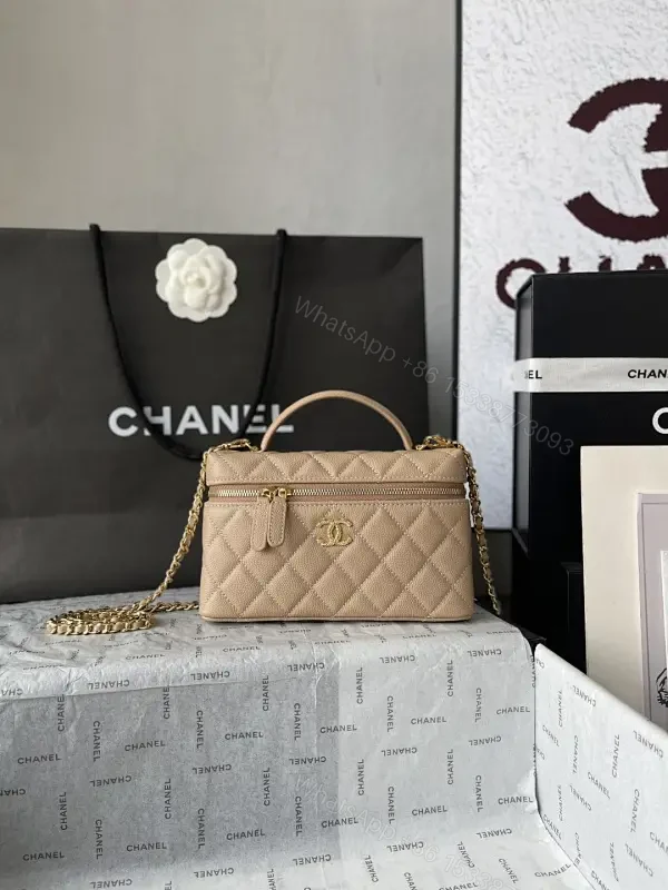 Taupe Quilted Crossbody: Lambskin, Gold Chain, Classic Glamour — view 1