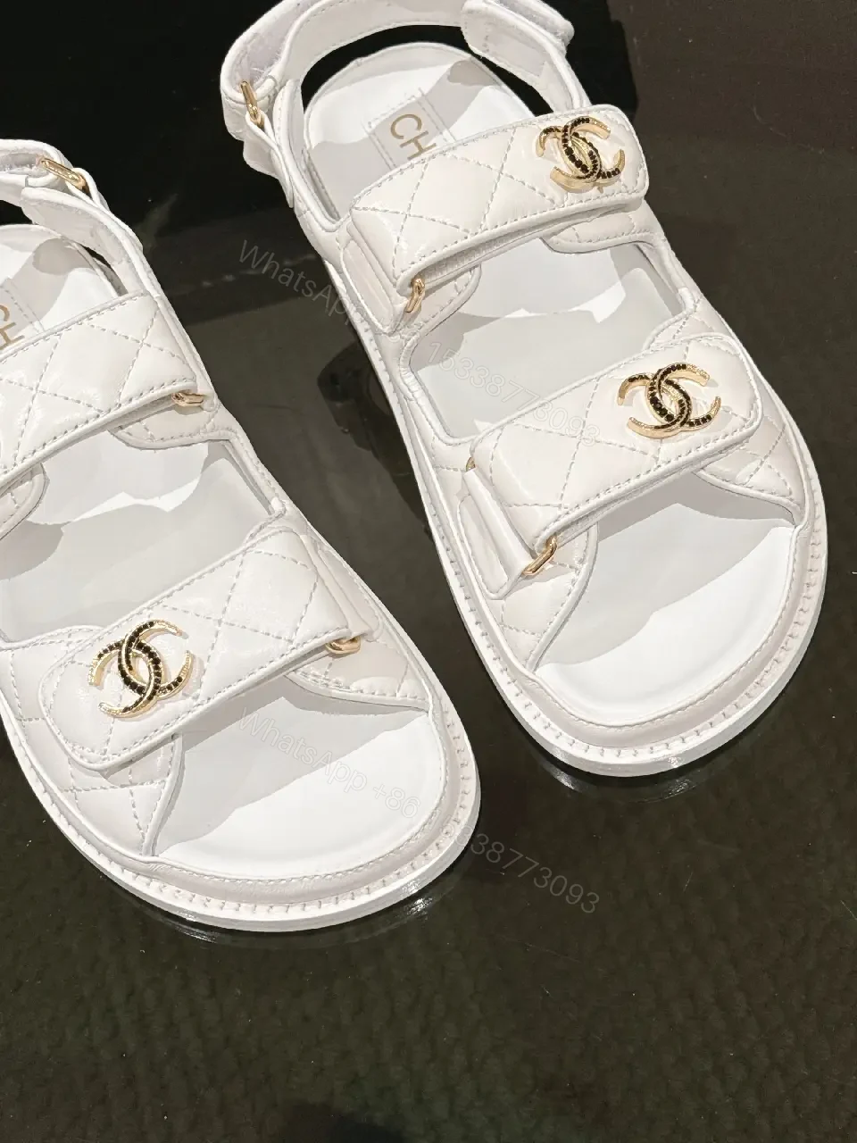 View 4 of White Leather Quilted Sandals - Cushioned, All-Day Comfort
