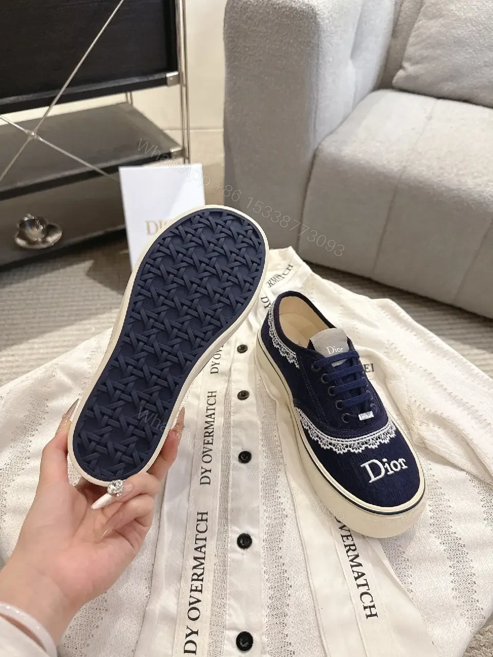 View 5 of Chic Knit Sneakers: Navy, Premium Knit, Designer-Inspired Comfort
