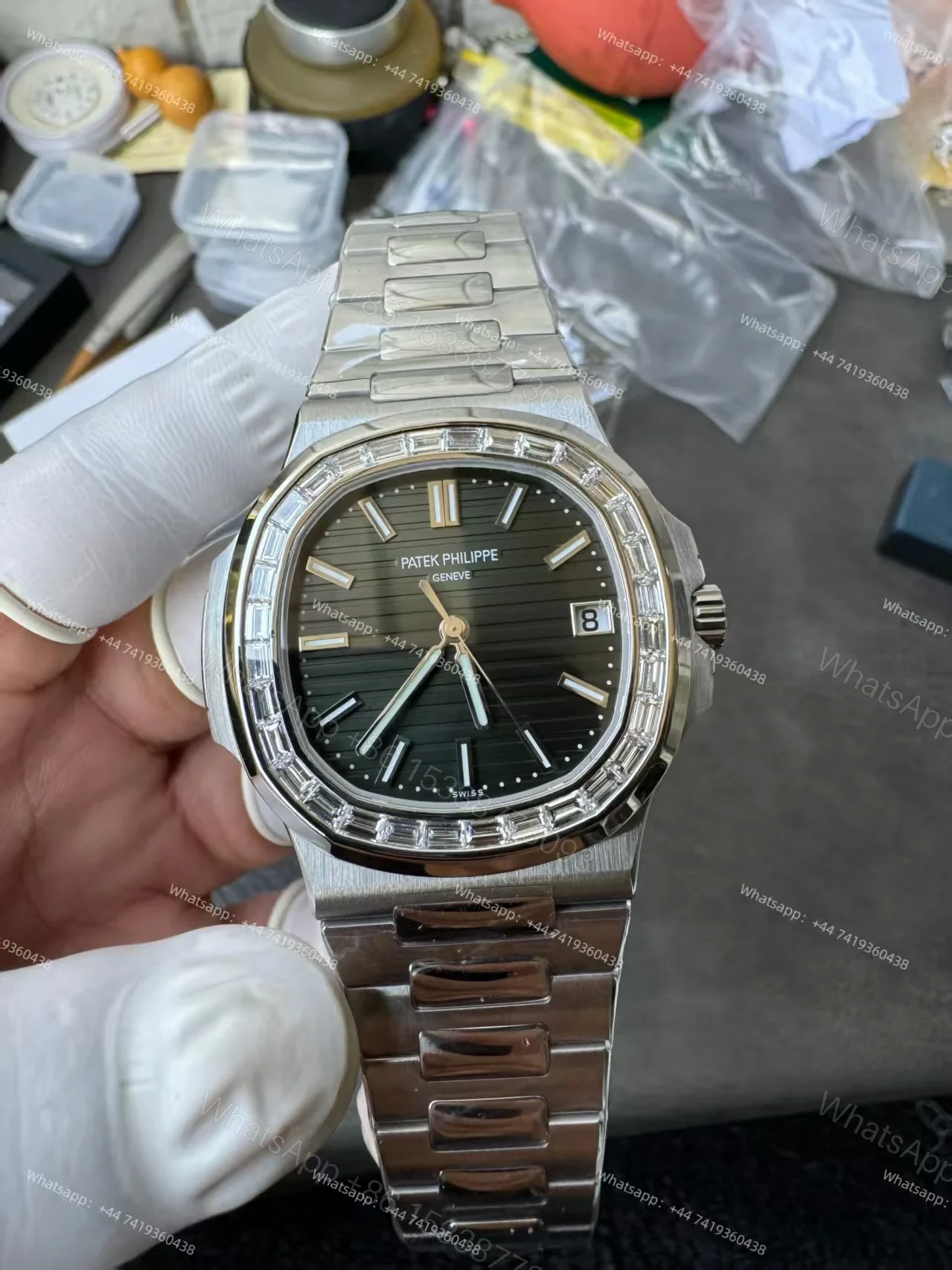 View 4 of Patek Philippe Super Clone Nautilus 5711/1300A-001 Green Dial Diamond Bezel 40MM
