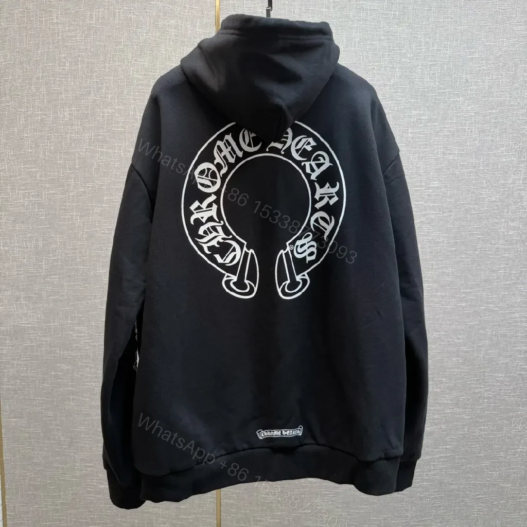 View 4 of Premium Black Zip Hoodie with Ornate Sleeve Embellishments