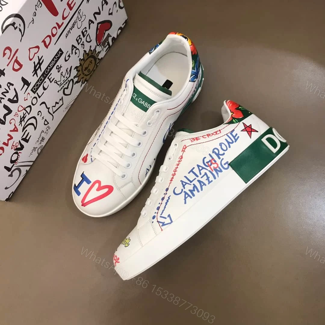 View 3 of DOLCE & GABBANA PRINTED CALFSKIN PORTOFINO SNEAKERS – DG32