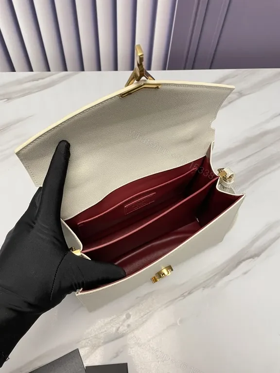 View 4 of Ivory Calfskin Crossbody: Luxury YSL-Style Envelope Handbag