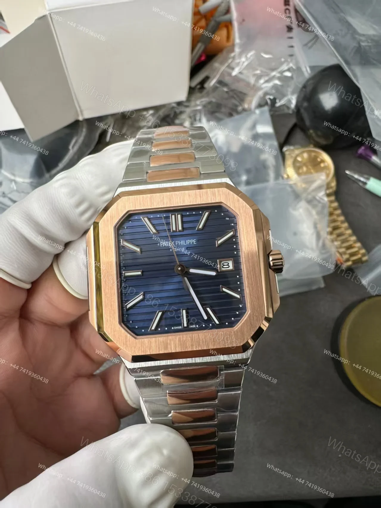 View 5 of Patek Philippe Super Clone Cubitus 5821/1AR-001 Gold & Steel Blue Dial 45MM