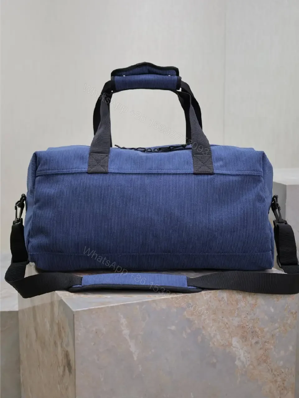 View 3 of Deep Indigo Cordura Gym Bag: Compact Luxury Travel-ready