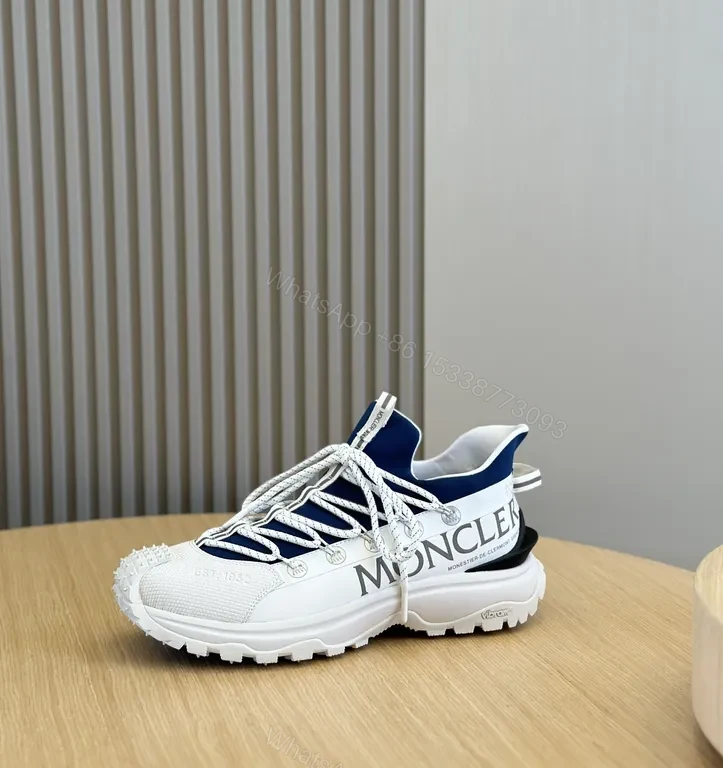 View 5 of Moncler Navy Knit Sneaker with White Leather, Lux-Chic Style