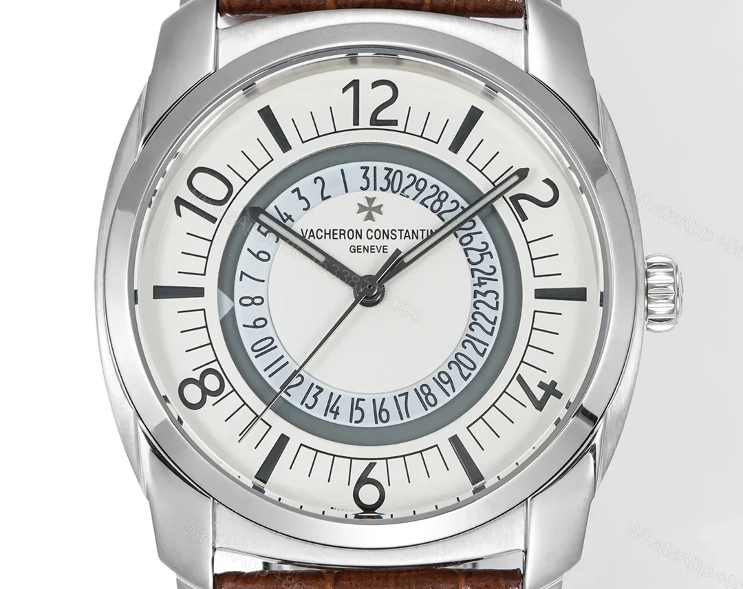 View 2 of Vacheron Constantin Quai de l’Ile Replica 41MM Premium White Dial Leather Strap Edition VC-QDI-WHT-LTH-41