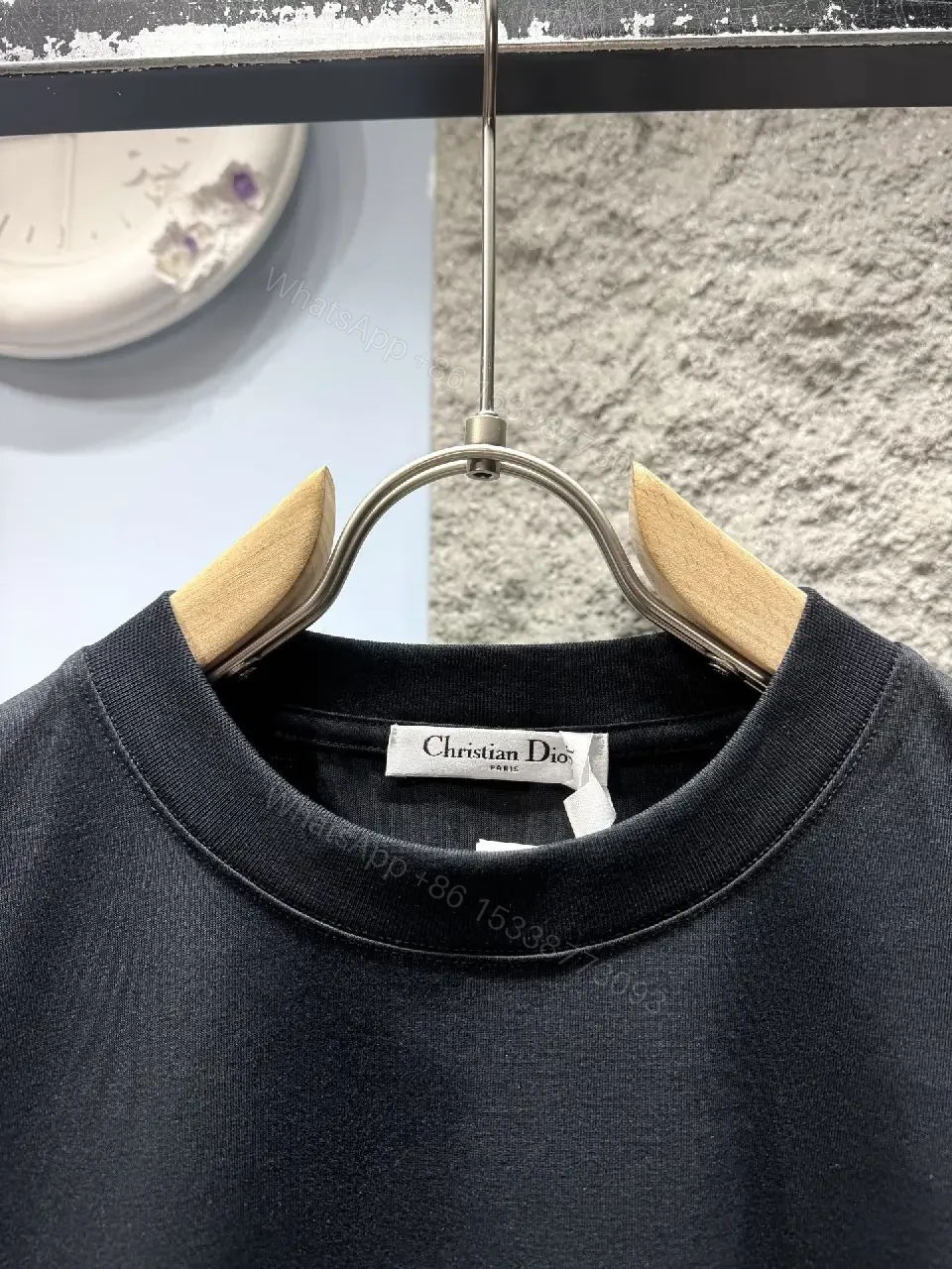 View 3 of Black Cotton Tee: Dior Couture Crest Graphic Shine