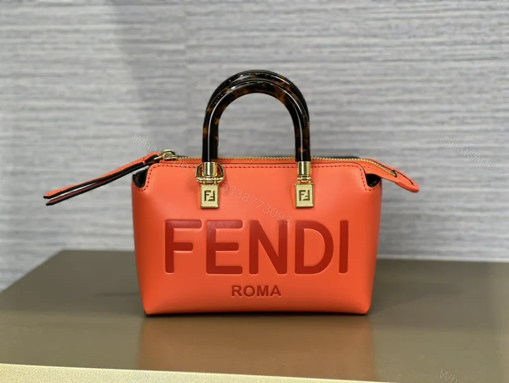 Coral Mini Luxe Tote: Sculpted Logo, Gold Hardware — view 1