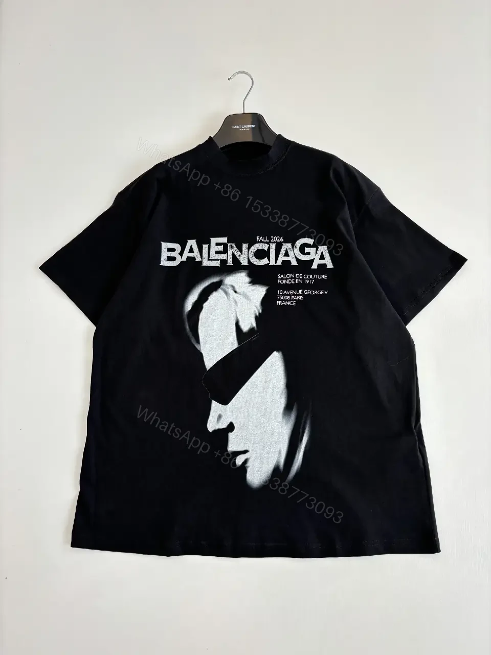 View 8 of Black Cotton Oversized Bold BALENCIAGA Graphic T-Shirt