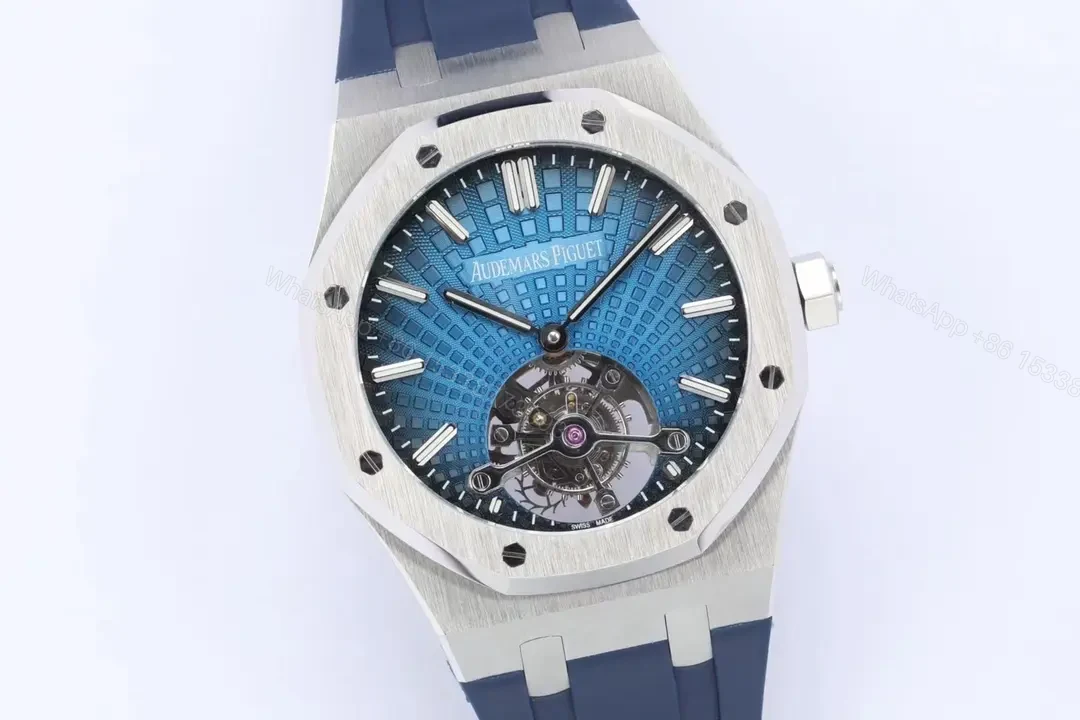 View 2 of 8F Factory Audemars Piguet Royal Oak Ultra-Thin Tourbillon – Blue Dial with Platinum Hands, Silicone Strap, 41mm Stainless Steel Case
