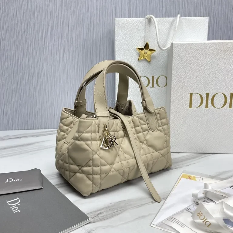 View 4 of Nude Quilted Dior Tote: Couture Charm, Everyday Versatility